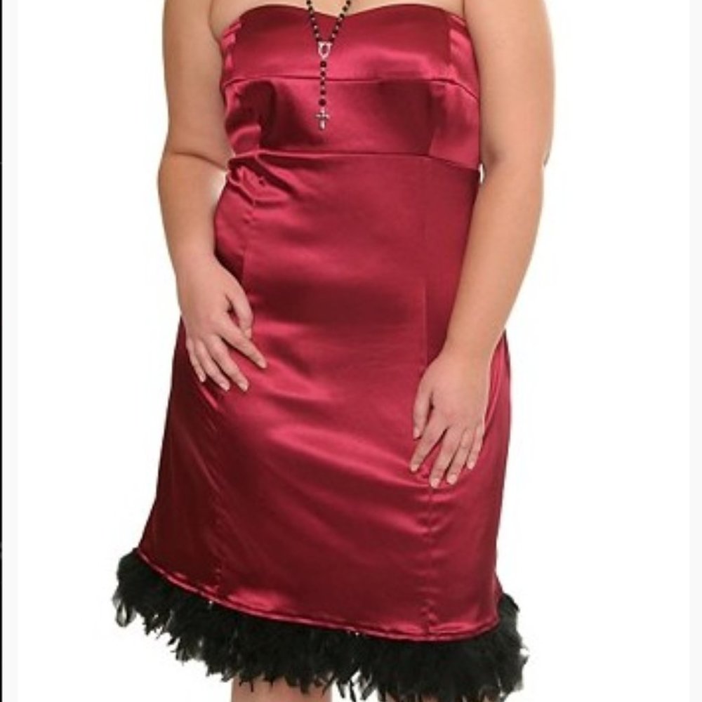 Torrid Satin & Feathers Strapless Dress, 18, NWT